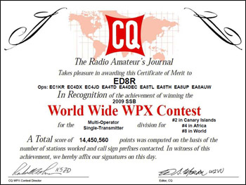 Diploma ED8R - CQ WPX SSB 2009